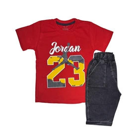 ست تیشرت و شلوارک جین پسرانه مدل 23 کد 1225