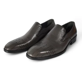 کفش مردانه چرمیران طوسی PM1086 بی بند