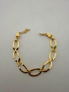 دستبند زنجیری طلایی بیضی بزرگ