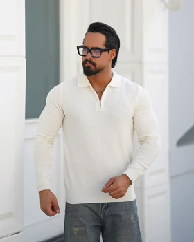 بافت یقه‌دار مردانه زیپ‌دار