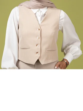 جلیقه زنانه کرپ دیپلمات کلاسیک کوتاه مانا