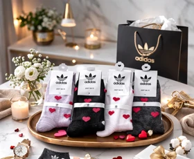 جوراب ساق بلند زنانه طرح قلبی جنس نخی پنبه بسته بندی سلفونی 12 جفتی پنجه گیری روسو تخت