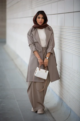 بارانی سانتانا تک شنل آستین بنددار