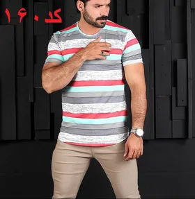تیشرت راه راه رینگر سرخابی سبزابی