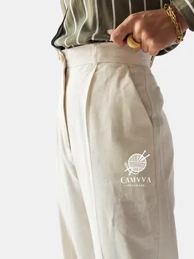 شلوار لینن کرم