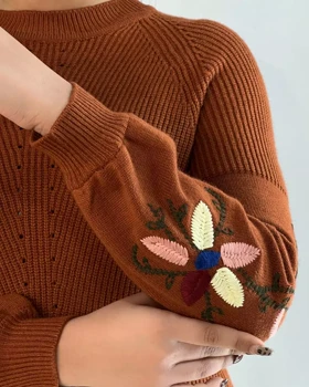 پلیور بافت استین گلدوزی 2 رنگ کد 5460