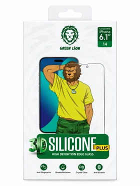 گلس آیفون14-سیلیکون پلاس 3D Silicon Plus - Green Lion گرین