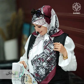 روسری ابریشم کجراه بنا (زرشکی)