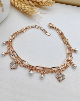 دستبند آویز مروارید و قلب ژوپینگ