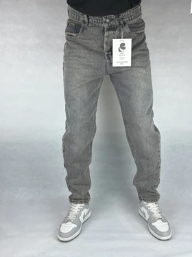 شلوار جین مردانه مام فیت طوسی ساده 151