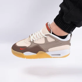 کفش کتانی اسپرت ساق‌دار مردانه رنگ کرم طوسی مدل نایک NIKE Jordan 4