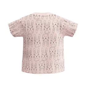 ست تیشرت آستین کوتاه و شلوار راحتی دخترانه مدل خرگوش کد PJ1062 رنگ صورتی