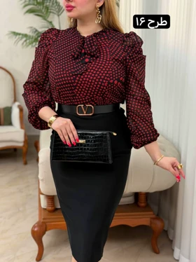 شومیز حریر آستین پف 3698