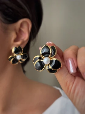 گوشواره گل دو لایه