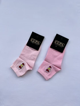 جوراب فانتزی طرح قلب های رنگی 20009