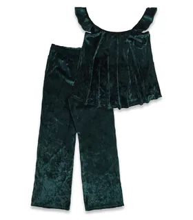 ست شلوار و تاپ بندی مخمل Neev نیو کد Charlotte 4607 سبز Green