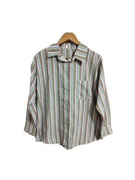 شومیز مانتویی راه راه زنانه کد 4030210