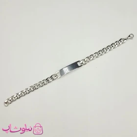 دستبند مردانه مدل کارتیه پلاک دار نقره ای رنگ کد 2891