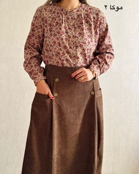 شومیز مخمل کبریتی طرحدار 4