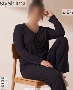 بلوز و شلوار بیگ سایز siyah inci کد 13-23702