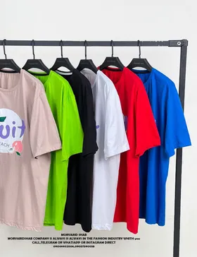تیشرت زنانه رنگی لانگ طرح Fruit