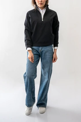 تیشرت آستین بلند نیم زیپ زنانه