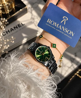 ساعت زنانه صفحه سبز تیره برند ROMANSON موتورژاپنی با کارت ضمانت 12ماهه تصویر دوم ارسال رایگان
