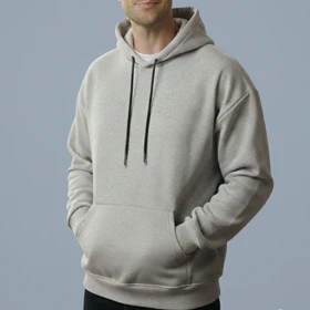 هودی باکسی طوسی ملانژ مدل ساده (بیسیک)