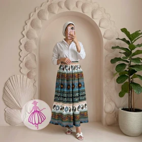 دامن نخی بلند بندری در رنگبندی متنوع(کد1363)