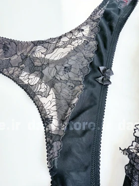 ست شورت و سوتین فنر دار تور و دانتل طرح گل Hnx