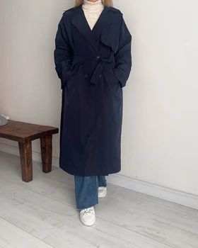 ترنچ کت Drop سرمه ای (قد بلند)