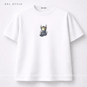 تیشرت باکسی طرح گربه 100٪ پنبه | تنفسپذیر | کد 1437