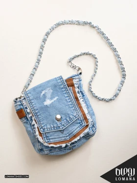 کیف جین رودوشی زنجیری لومانا - کد 2750 (آبی)