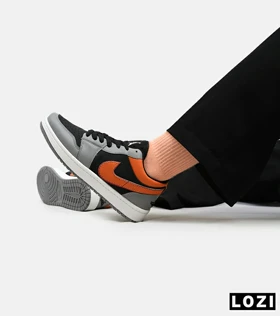 کفش کتانی مردانه طوسی مشکی نارنجی نایک NIKE jordan 1