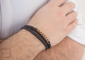 دستبند چرم کارتیر رزگلد