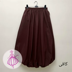 دامن لینن بالونی جیب‌دار بلند در رنگبندی متنوع (کافی)