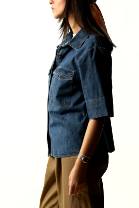 شومیز آستین کوتاه جین زنانه