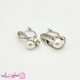گوشواره زنانه ژوپینگ مدل نقره ای مرواریدی
