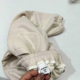 شلوار جاکر راحتی لاینردار بچه گانه کرم