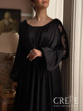 ماکسی ساتن آستین تور سنگ دوزی