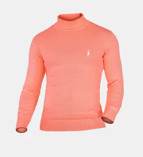 پلیور بافت مردانه یقه اسکی صورتی Polo