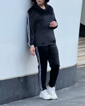 ست هودی شلوار اسپرت مخمل کوبیده 6833