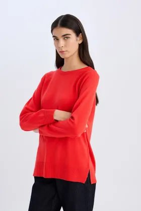 ژاکت بافتنی ساده با یقه نرم با بافت نرم I6913AZ24WN