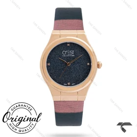 ساعت کرست زنانه 6264-4 صفحه آبی بند قرمز Crest-11133-L