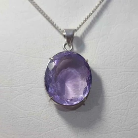 گردنبند نقره با سنگ آمیتیست کد 500(بدون زنجیر)