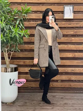 پالتو چهارخونه یقه انگلیسی