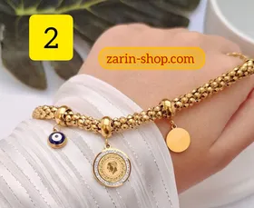 دستبند آویزدار زنانه استیل طرح طلا