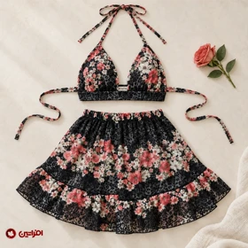 ست توری فانتزی زنانه مدل Black Blossom 6615