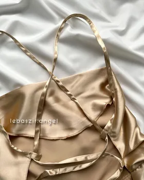 پیراهن ساتن پشت بندی