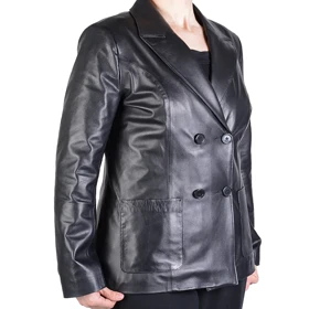 کت چرم دبل برست مشکی زنانه